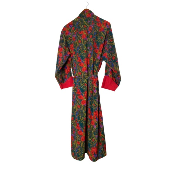 VICTORIA SECRET’S Vintage Kimono Robe Gold Label Red Floral 90’s Lingerie Sz M - Picture 2 of 8